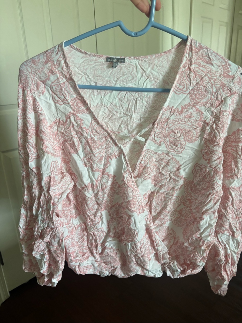 Charlotte Russe Pink Floral V-Neck Women's Top